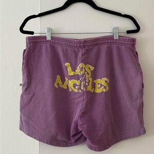 Madhappy Rare Purple Los Angeles Shorts with Yellow Stars